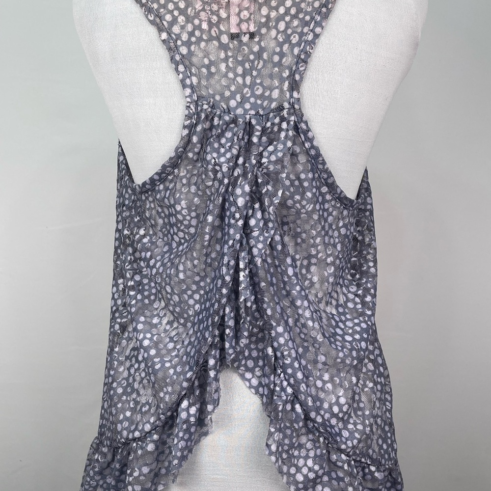 Love on a Hanger Gray and White Backless Asymmetrical Tank Top